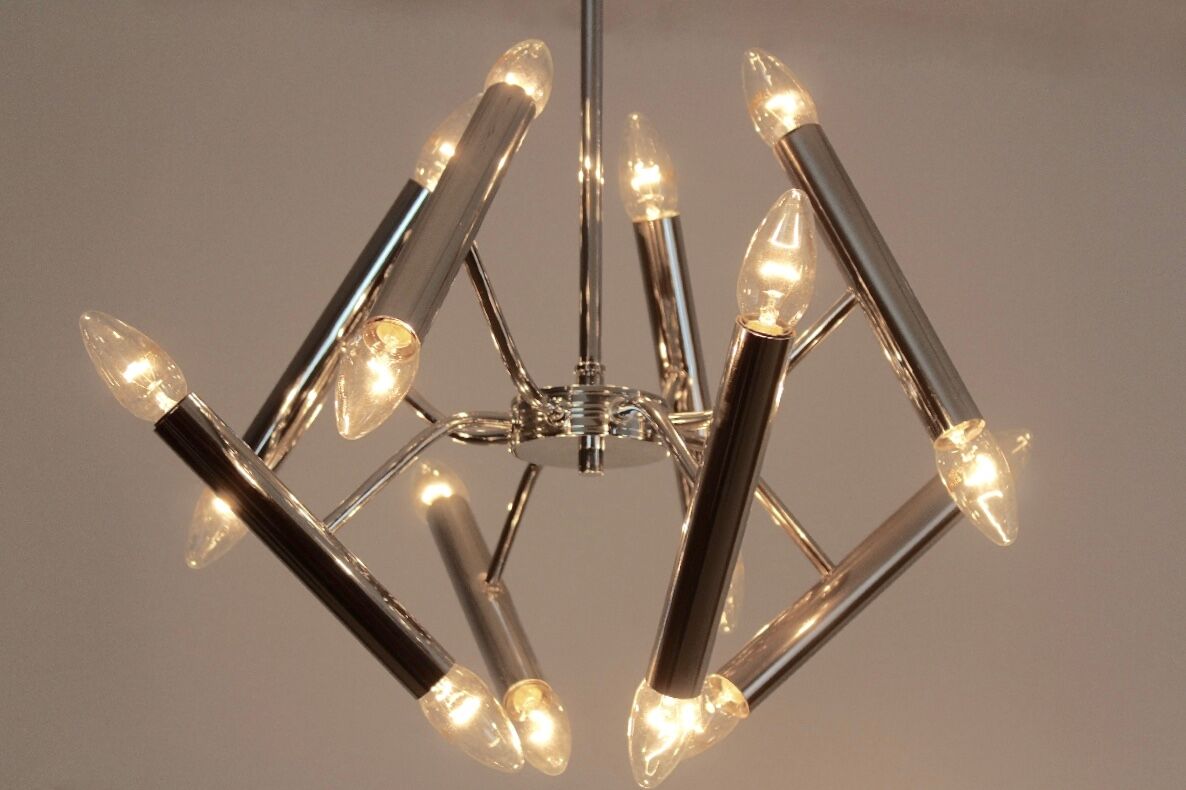 Geometrical chrome chandelier by Boulanger