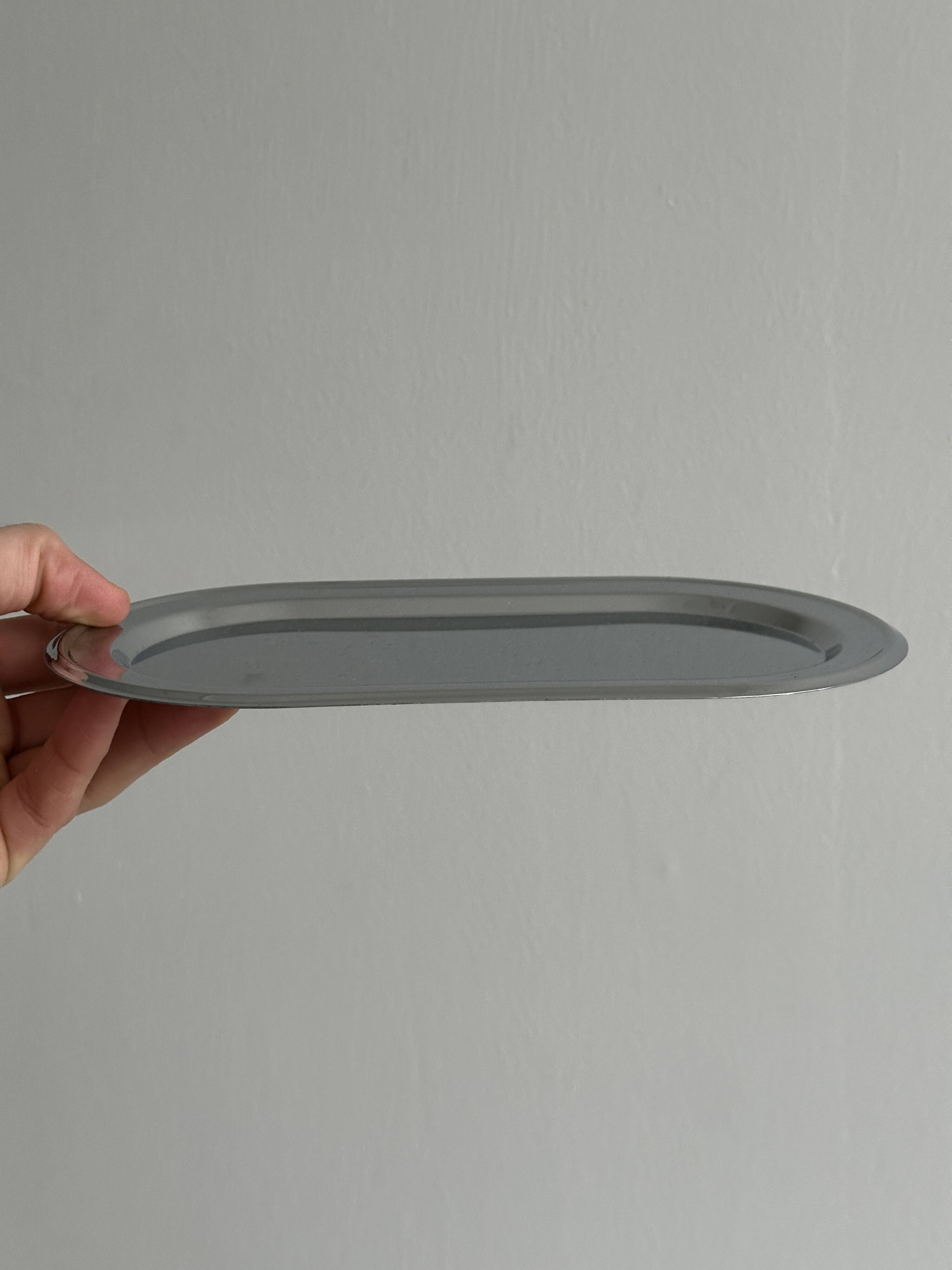 small oval metal tray