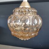 Vintage amber moulded glass pendant - Ref 888