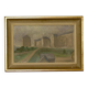 Original Swedish oil painting on canvas "Silent Houses" – vintage and framed