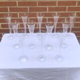 Set of 12 large vintage champagne flutes - frosted glass plant decor