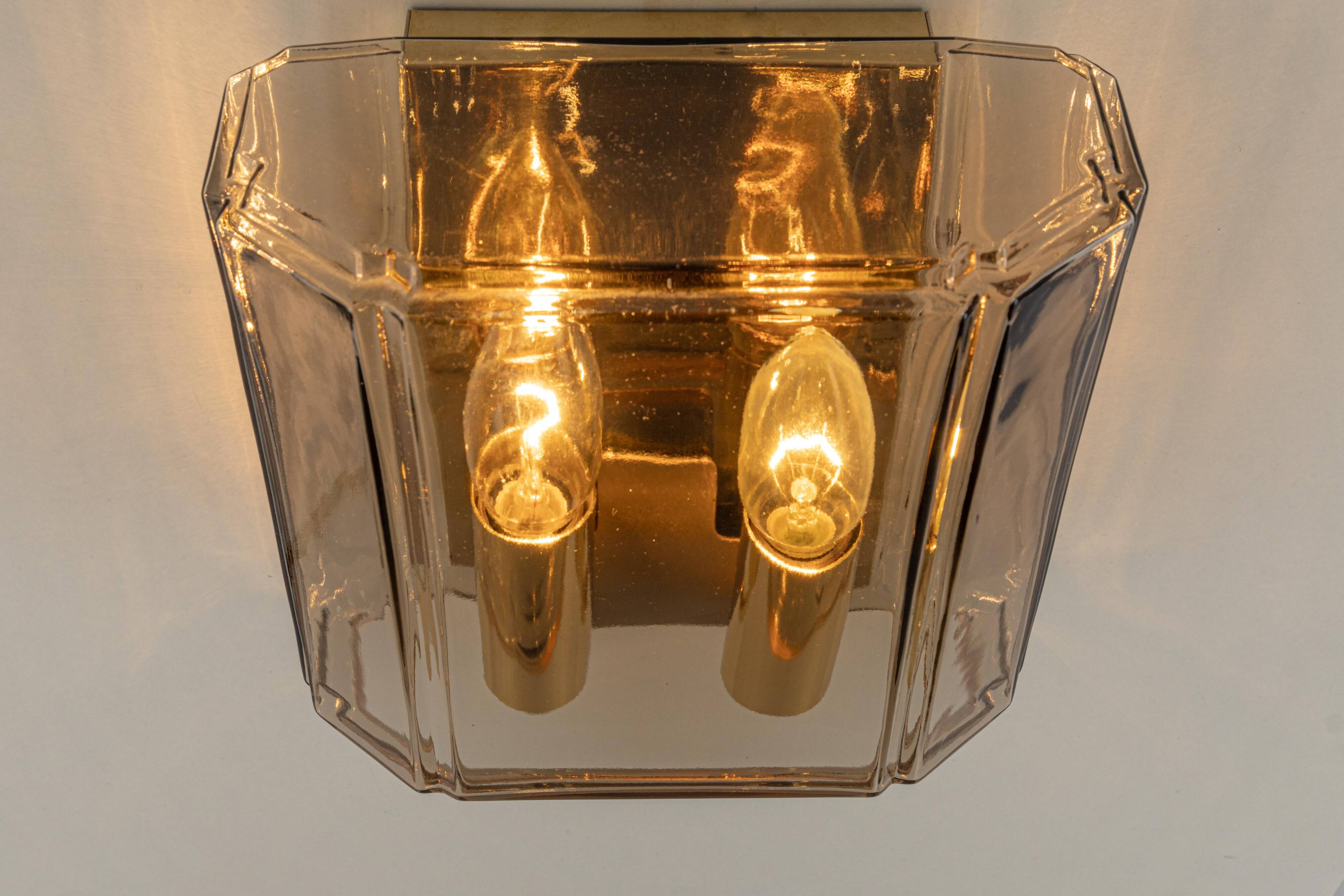 Large smoked glass wall sconces by Limburg, Germany.