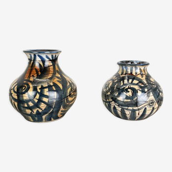 Ensemble de 2 objets sculpturaux de poterie d’atelier Gerhard Liebenthron, Allemagne, années 1970
