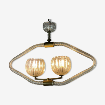 Venetian chandelier in murano glass and brass circa 1950