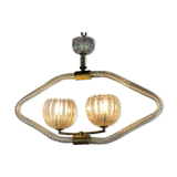 Venetian chandelier in murano glass and brass circa 1950