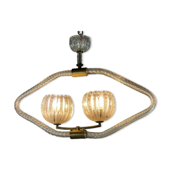 Venetian chandelier in murano glass and brass circa 1950