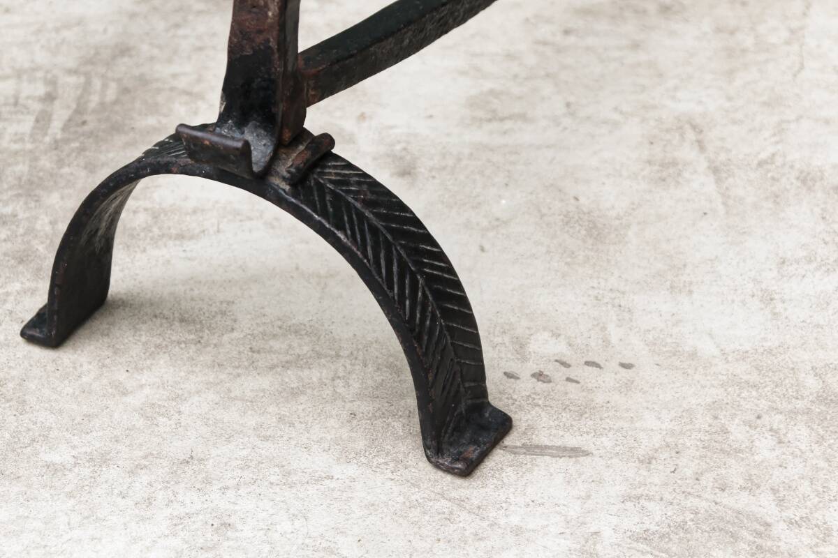 Pair of wrought iron andirons; 17th century