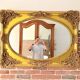 3 large oval mirrors, 19th century style, gilded with square frames and beautiful moulding.