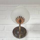 Vintage wall lamps / set of 3 / copper and ice glass rustic sconces