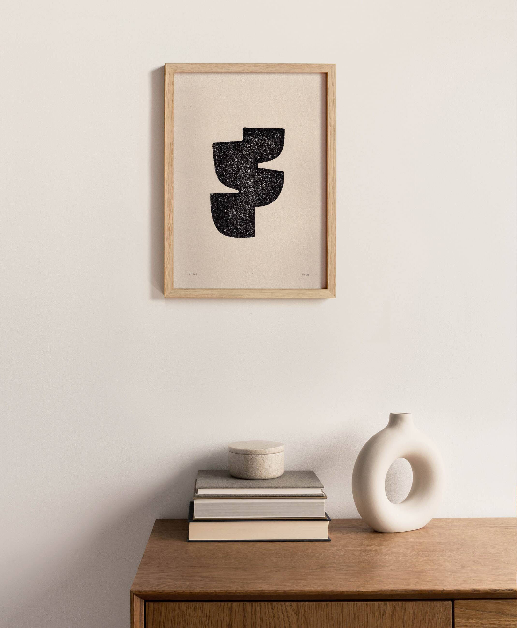 Abstract painting on paper signed eawy
