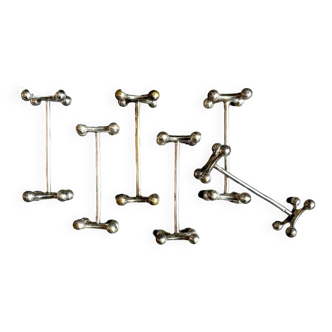 6 silver metal knife holders
