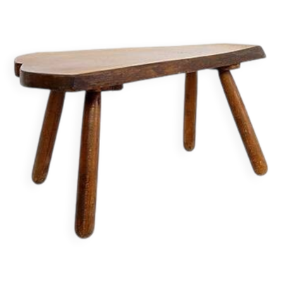 Vintage Brutalist coffee table / Side table in solid wood - 1960s
