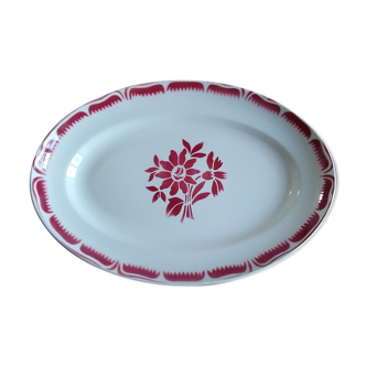 Oval dish in red faience model Thibault from Orchies Moulin des loups