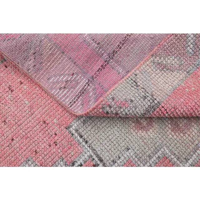 1970s Vintage Turkish Oushak Handmade Wool Cotton Pink Runner Rug 93x327