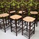 Lot of 6 stools with woven straw seats, chalet style 1970.
