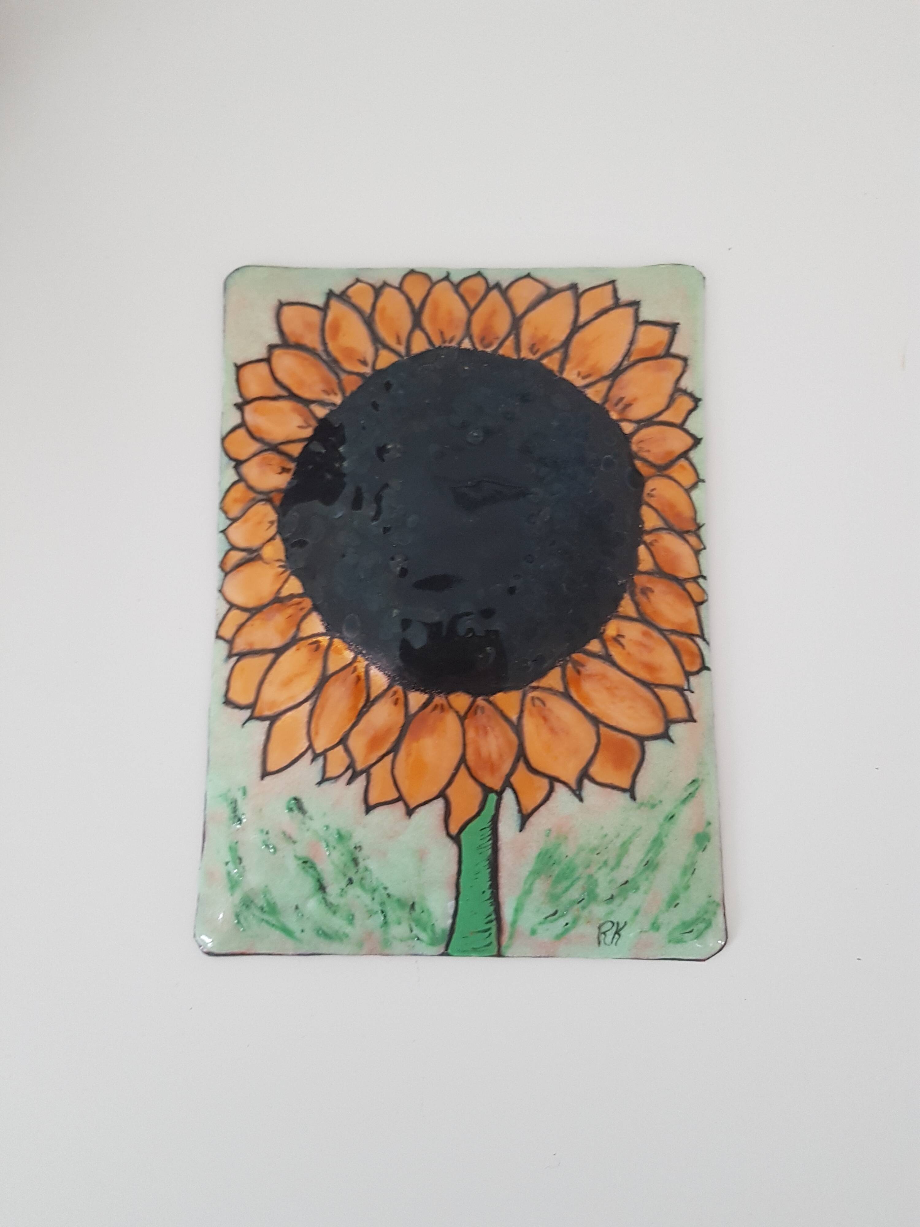 Sunflower enamel plaque