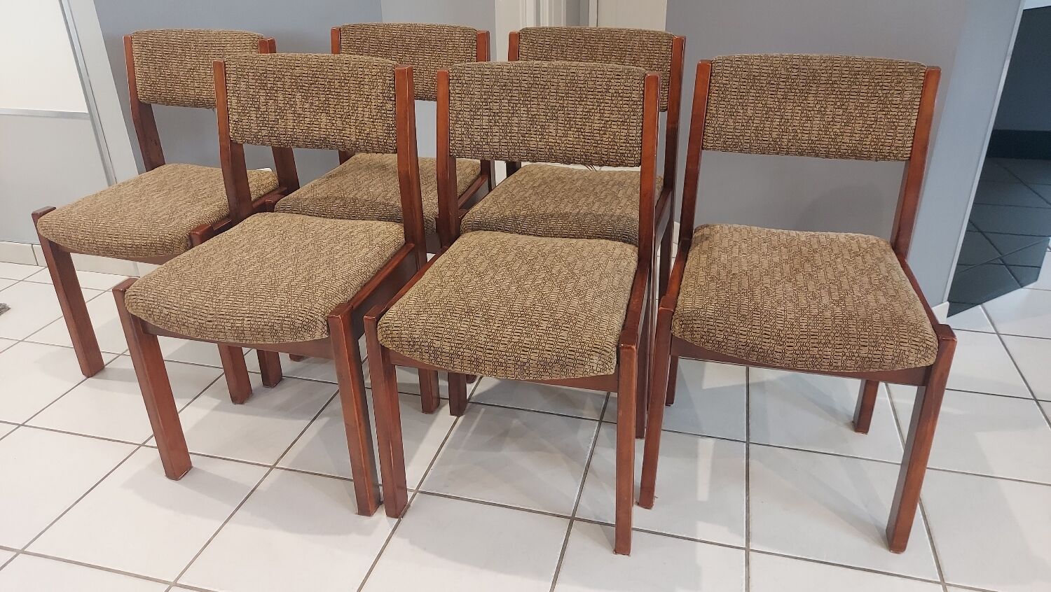 Suite of 6 vintage Baumann dining chairs 1970