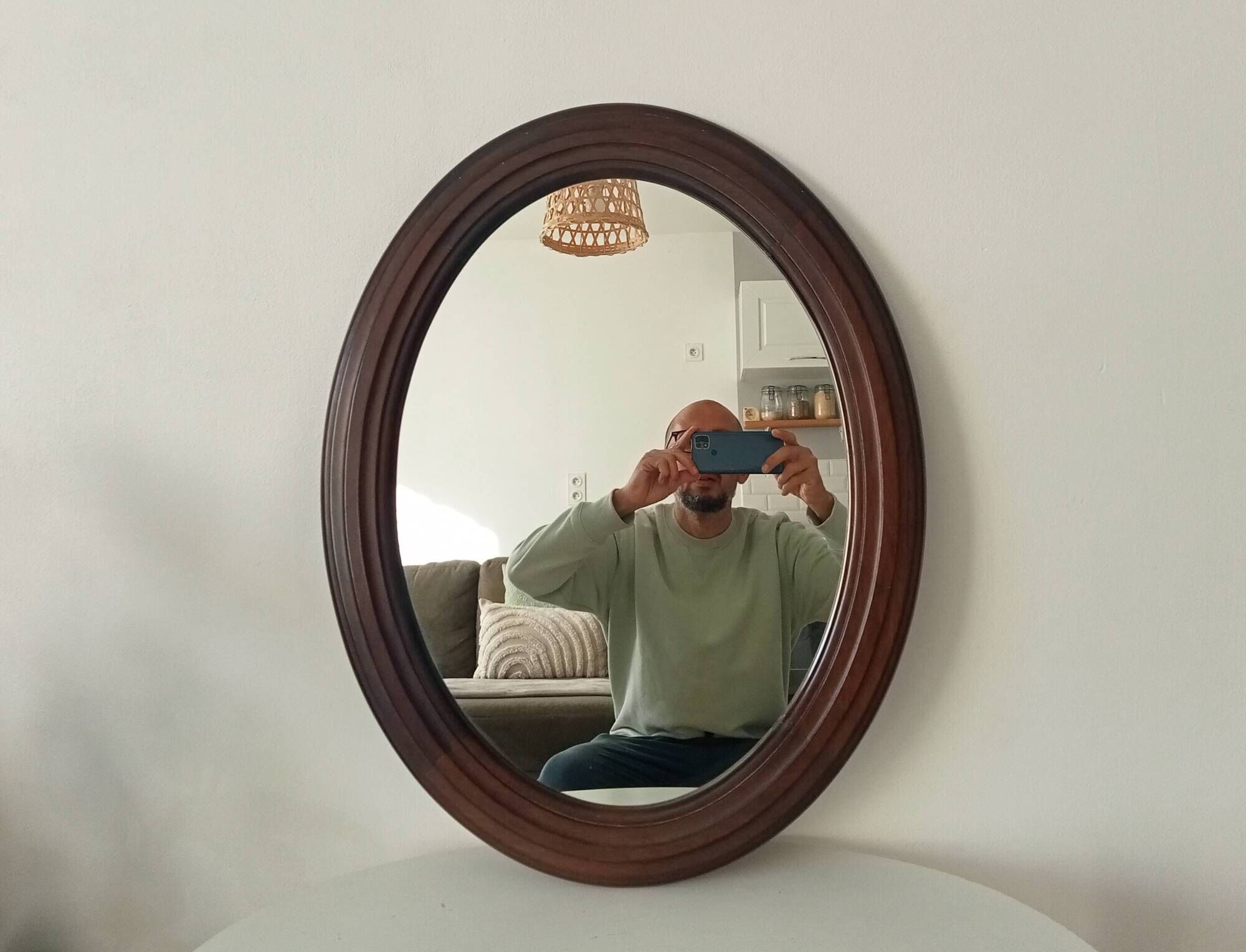 Miroir ovale vintage années 60/70 69*54 cm
