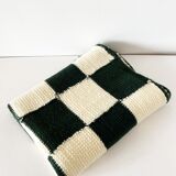 Handmade knitted wool vichy blanket