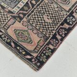 Tapis vintage oriental fait main rose et crème 4x7, 130x225 cm