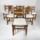 Set of 6 Belgian brutalist oak dining chairs, 1970s.