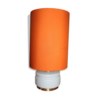 Lampe en opaline et métal doré à double éclairage des années 70