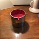 2 vintage ashtrays Isamu Kenmochi space age black and red Japan 1960