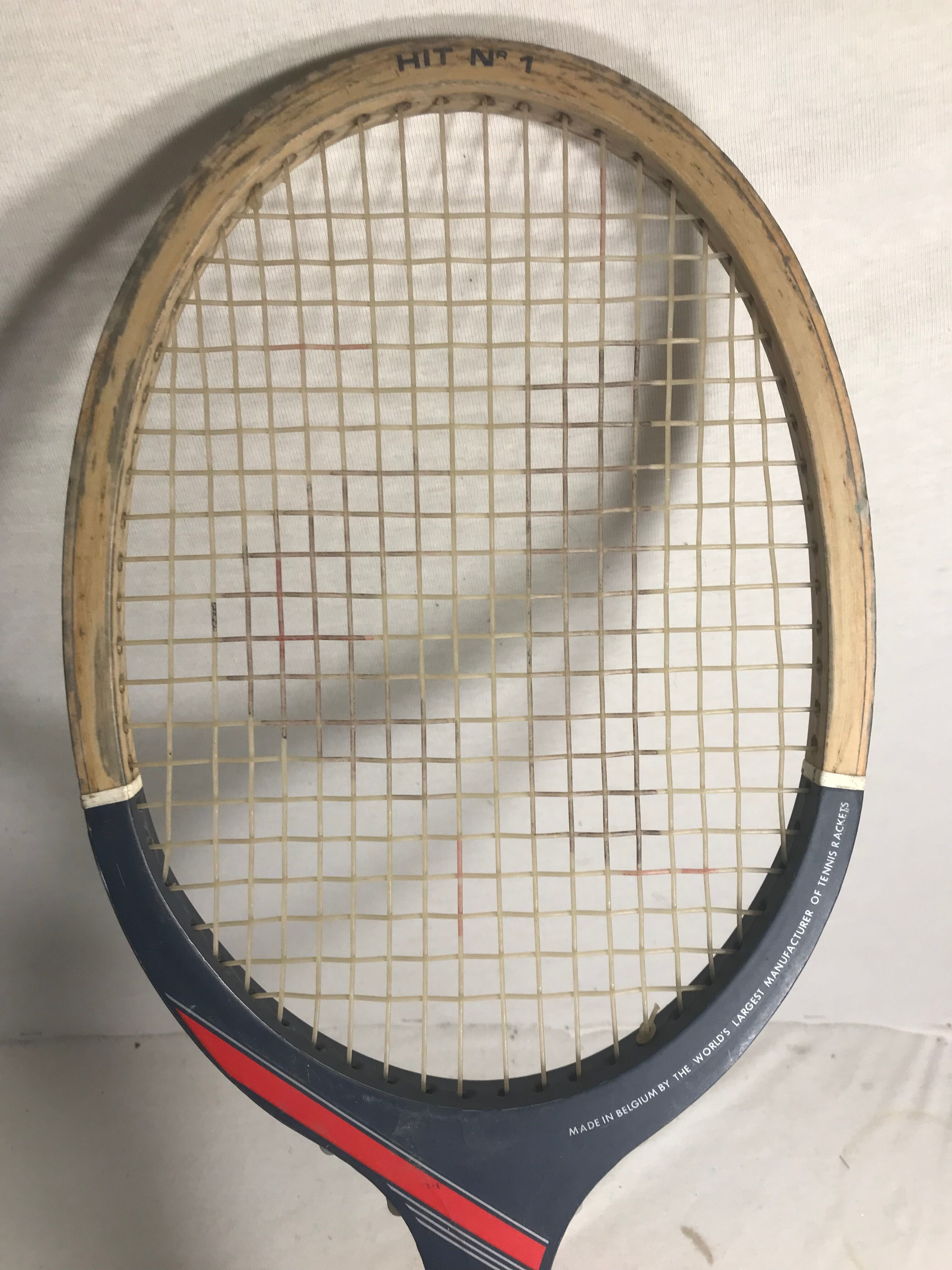 Racquet Tennis old DONNAY short One Wood + Leather Made in Belgium Vintage