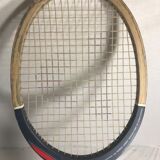 Raquette tennis ancienne Donnay court one bois + cuir made in belgique vintage