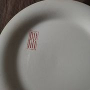 8 Longwy earthenware hotel plates 19th century initials RR