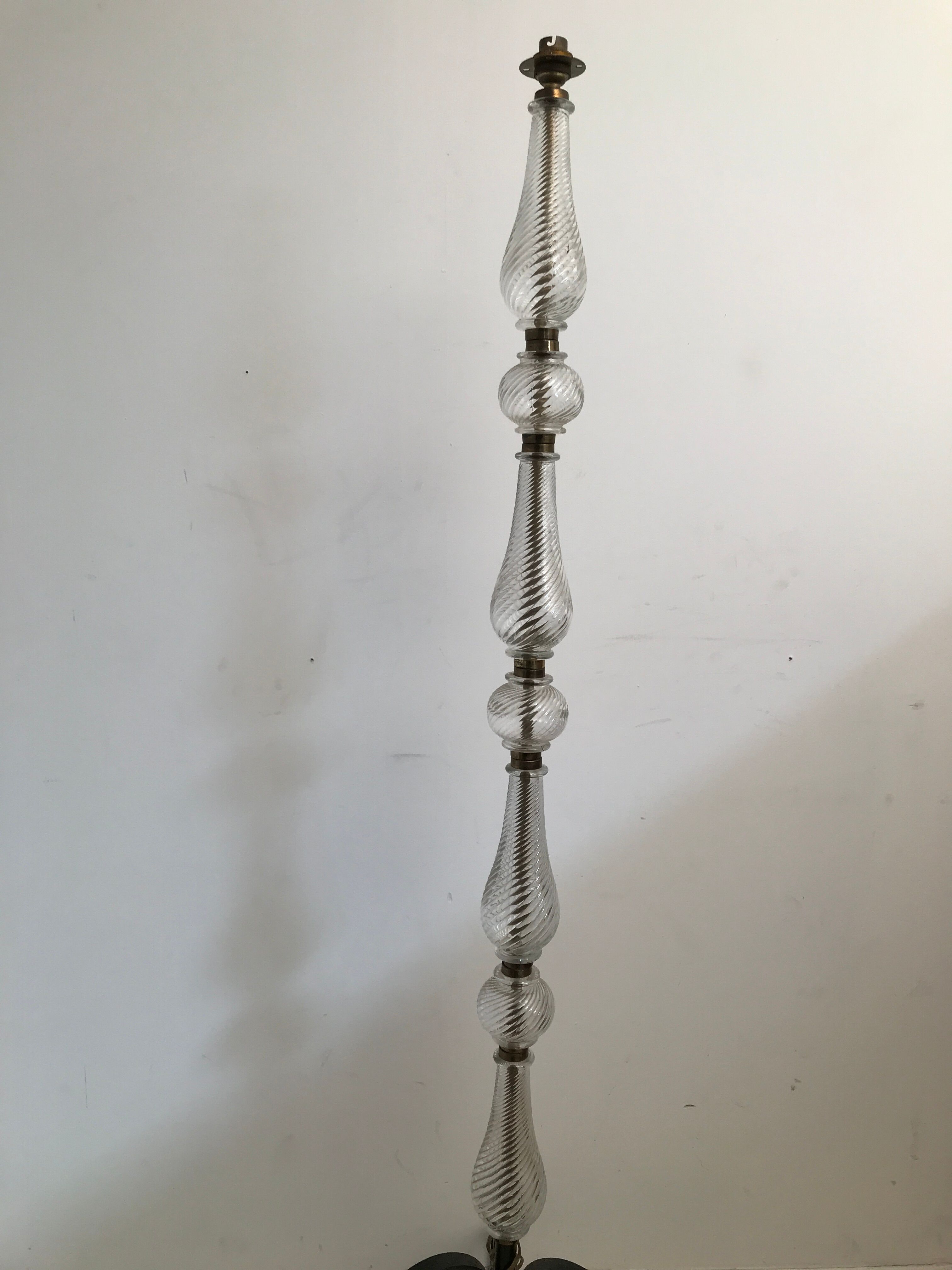 Glass lamp foot and wrought iron