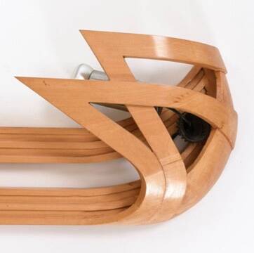 Vincent Gonzalez: sculpted curved wood wall light, 1970s design