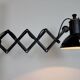 Industrial Black Enamel Scissor Wall Lamp, 1950s