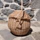 Round wicker basket with lid