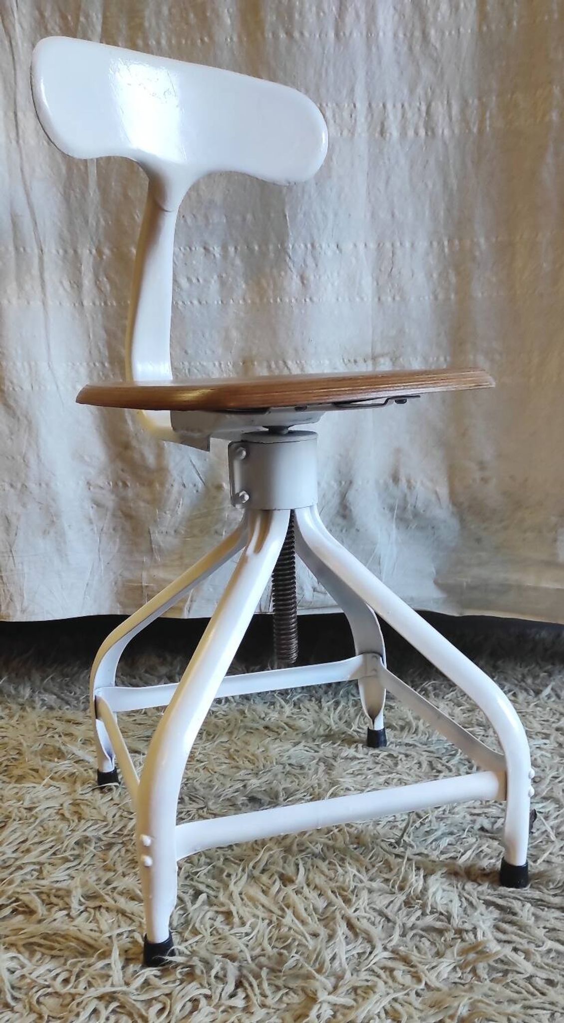 Workshop chair by Nicolle in metal and wood - 1960s