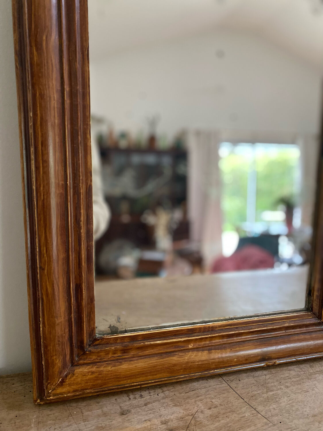 Antique Louis Philippe mirror with wooden plate