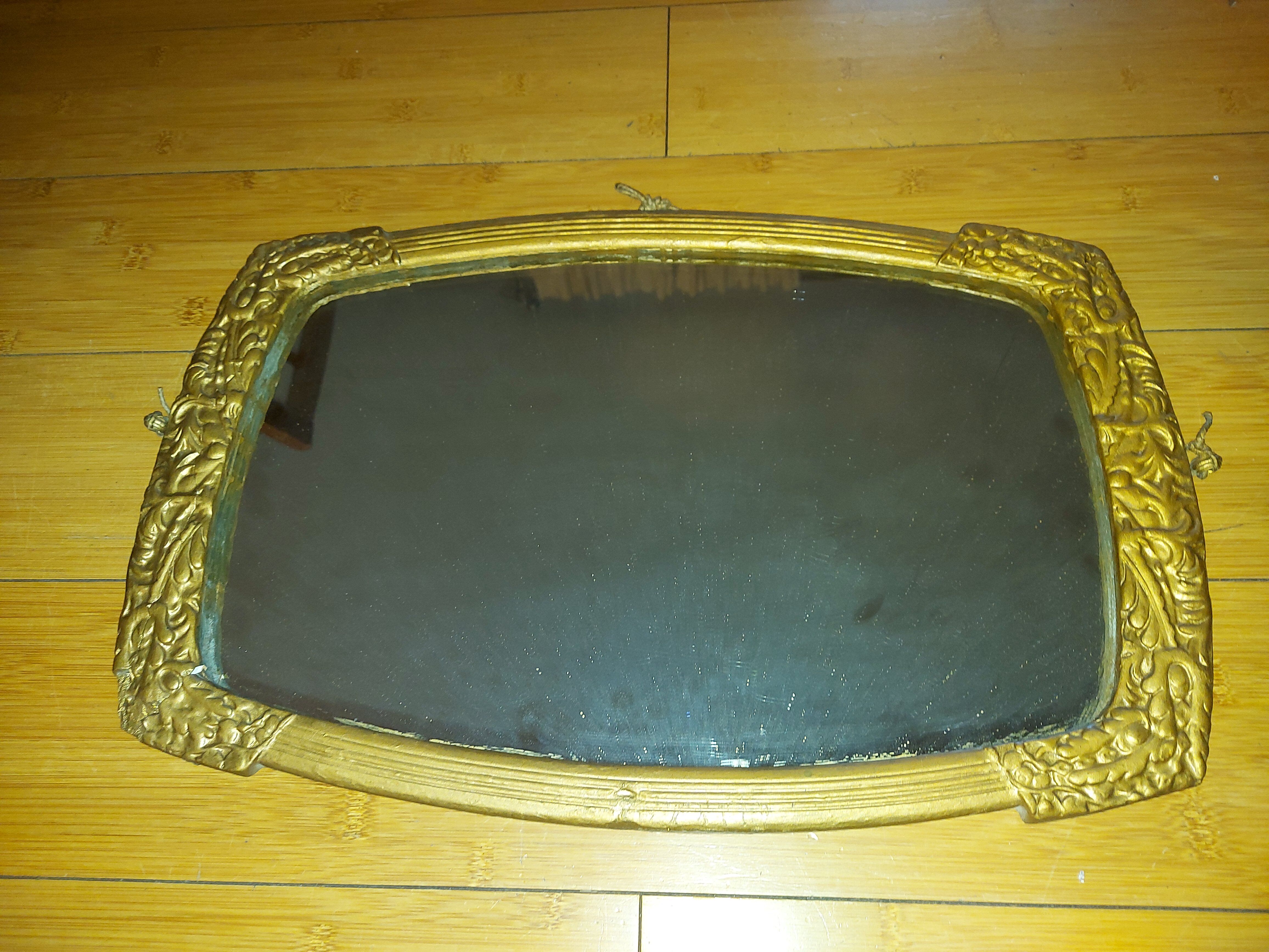 Painted wooden art deco mirror 33 X 51 cm