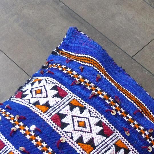 Moroccan kilim cushion blue