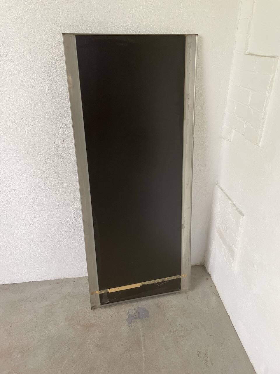 Brushed stainless steel mirror circa François Monnet and Joelle Ferlande