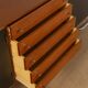 Classic sideboard from the 1960s, teak veneer, black doors, Bauhaus stainless steel feet