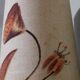 Vintage glazed stoneware lamp with hand-painted lampshade