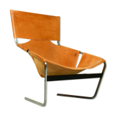 Fauteuil F444 en cuir naturel Pierre Paulin, Pays-Bas, 1963