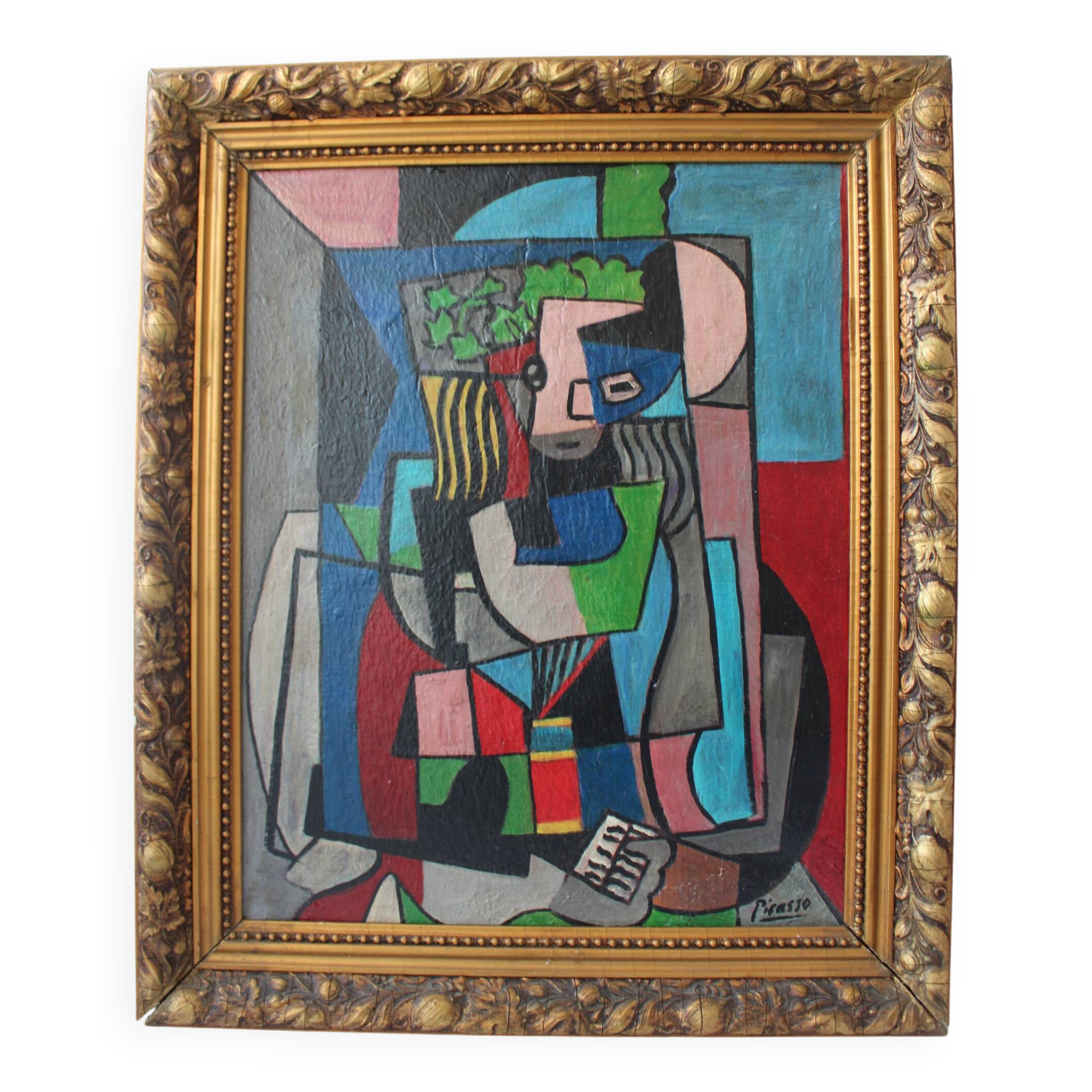 Tableau de la période bleue – Portrait de femme, d'après Pablo Picasso