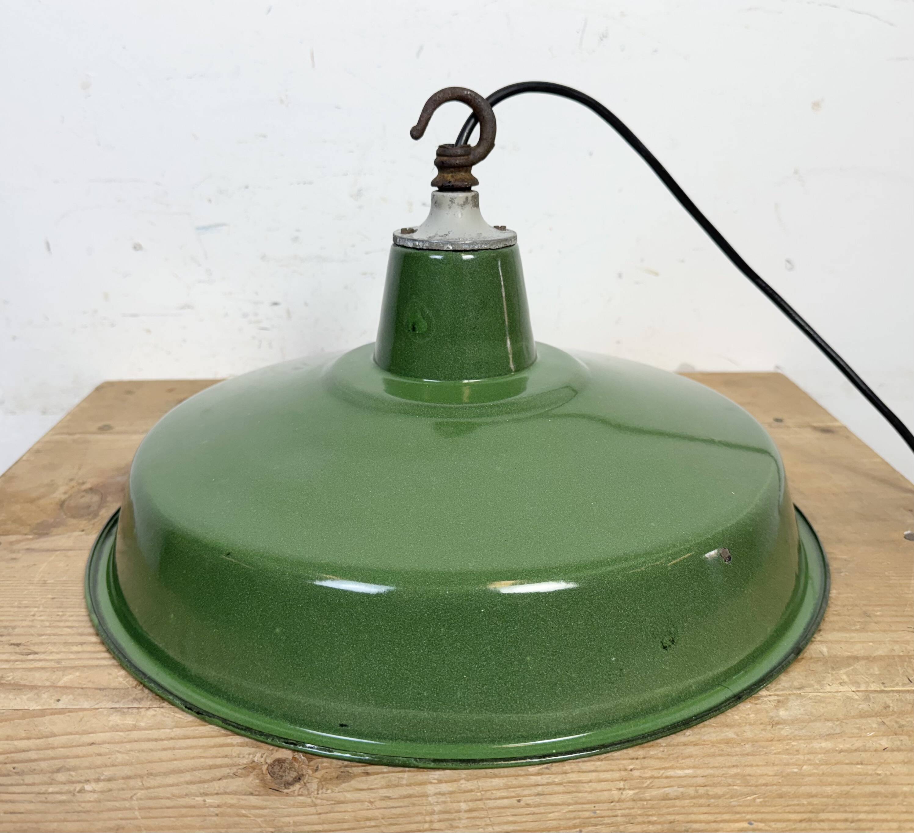 Industrial Green Enamel Factory Pendant Lamp, 1960s