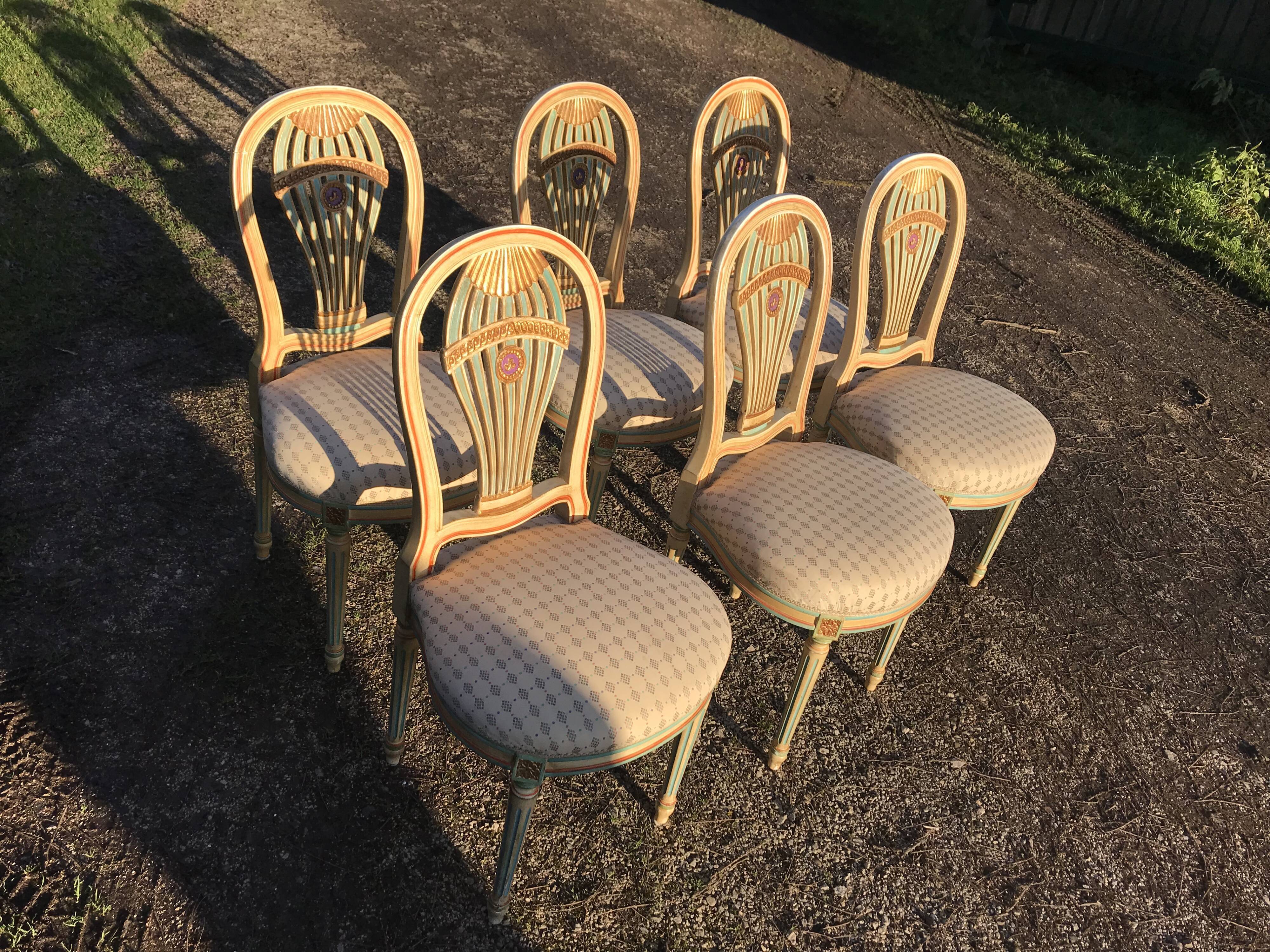 6 louis XVI hot air balloon chairs
