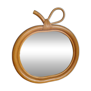 Miroir pomme en rotin