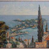 Marine, oil painting of Saint-Jean-Cap-Ferrat, signed H. E. BARGIN, 71 x 63 cm