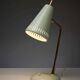 Adjustable table lamp in patinated brass and green metal