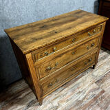Louis XVI period chest of drawers in walnut and gilded brass nets circa 1780
