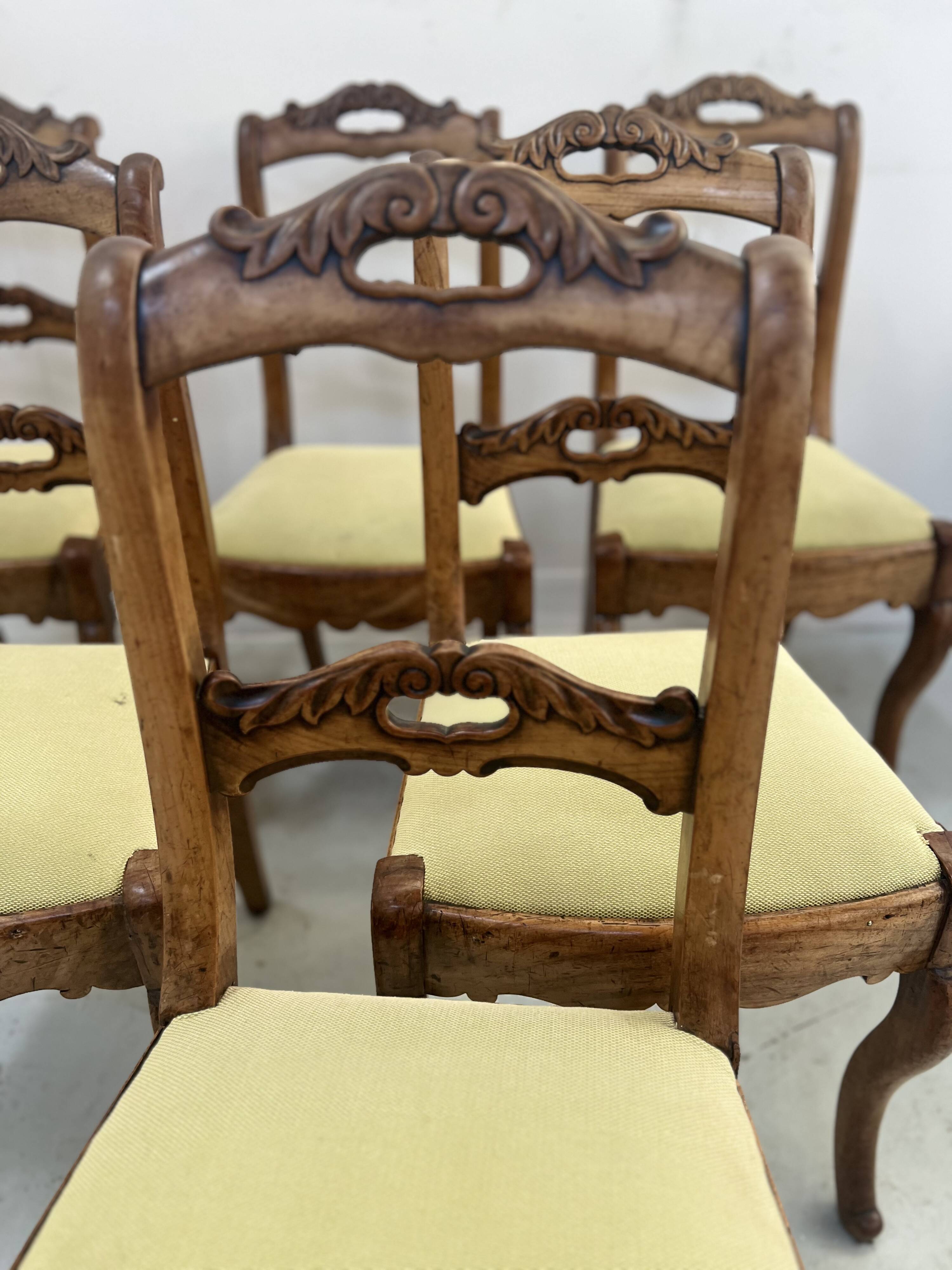 Set of six Louis Philippe style chairs in cherry wood, 19th century